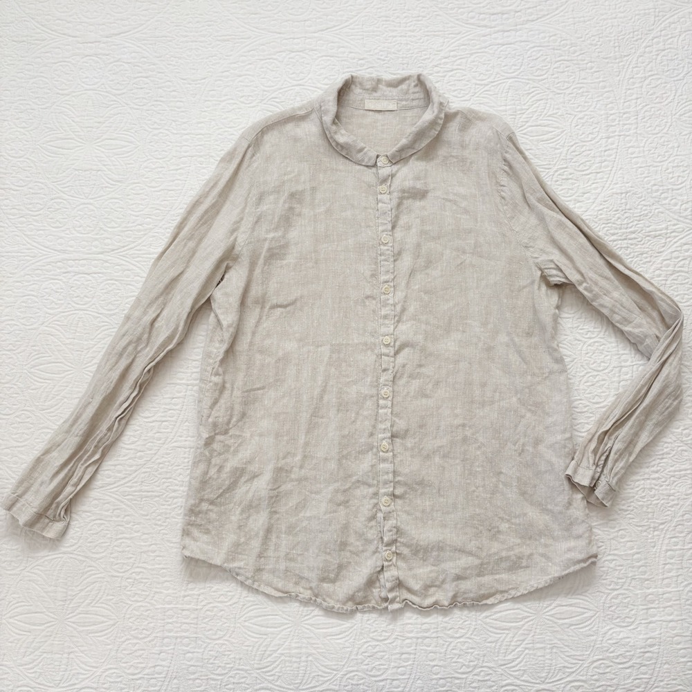 CP Shades Lightweight Linen Button Down Collared Tunic Top Sz XL